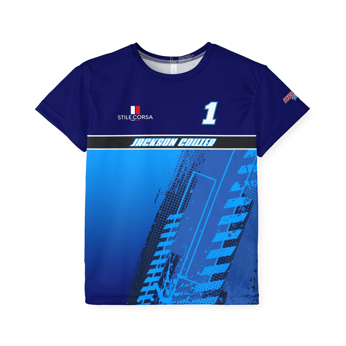 Jackson Collier #1 Slipstream Deep Blue Performance Tee - Kids Size